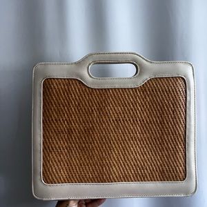 Vintage straw envelope clutch bag with inside pocket - made in Hong Kong